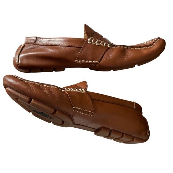POLO Ralph Lauren Telly Leather Driving Moc Loafer Shoe Sz 7 Tan Preppy Classic - Picture 6 of 9